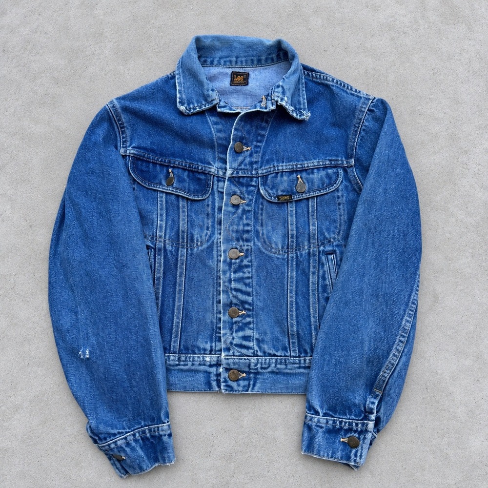 Vintage 80s Lee Riders Denim Trucker Jacket Made in USA Medium Wash Blue S M